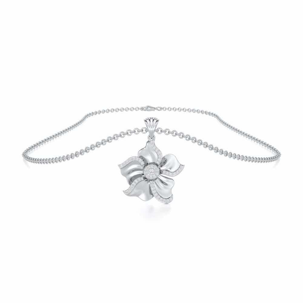 Lustrous Bloom Silver Pendant - White Gold - Image 3
