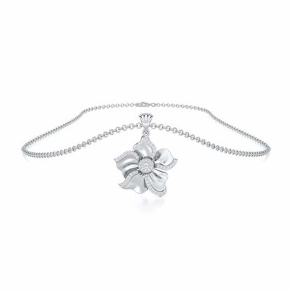 Lustrous Bloom Silver Pendant - White Gold - Image 3