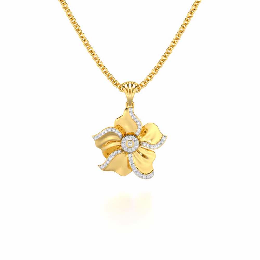 Lustrous Bloom Silver Pendant - Yellow Gold - Image 1