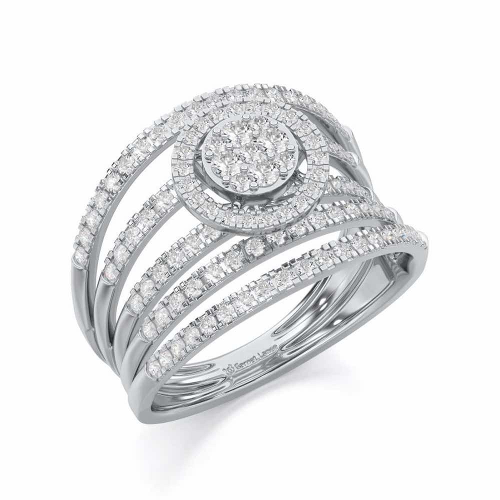 Lustrous Lace Silver Ring - White Gold - Image 1