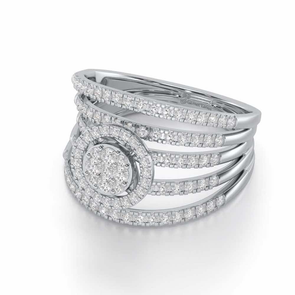 Lustrous Lace Silver Ring - White Gold - Image 2