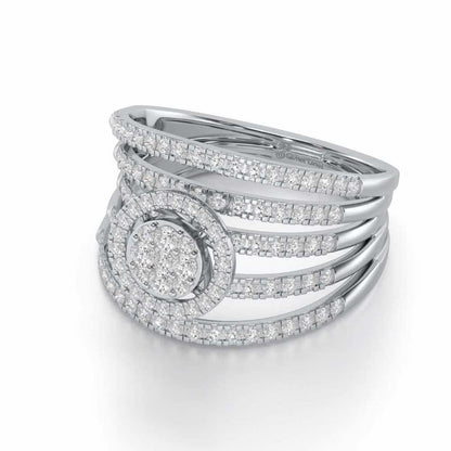 Lustrous Lace Silver Ring - White Gold - Image 2
