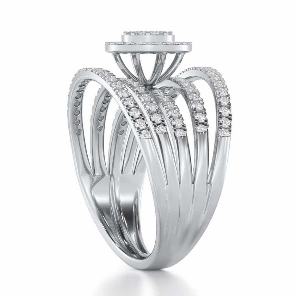 Lustrous Lace Silver Ring - White Gold - Image 3