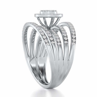 Lustrous Lace Silver Ring - White Gold - Image 3