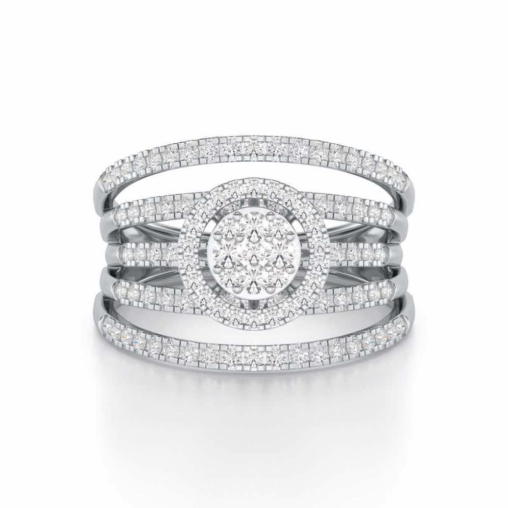 Lustrous Lace Silver Ring - White Gold - Image 4