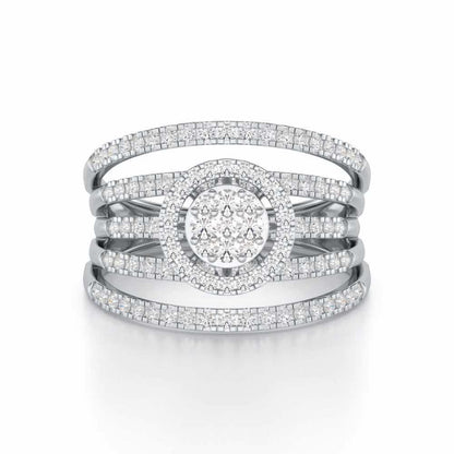 Lustrous Lace Silver Ring - White Gold - Image 4
