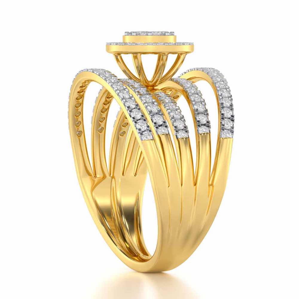 Lustrous Lace Silver Ring - Yellow Gold - Image 3