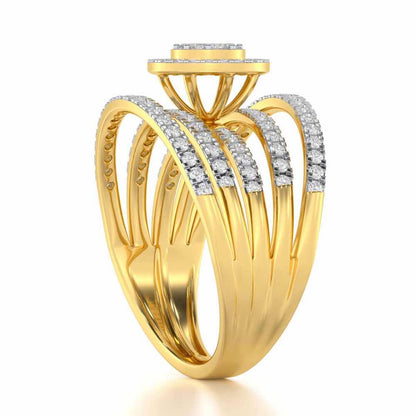 Lustrous Lace Silver Ring - Yellow Gold - Image 3