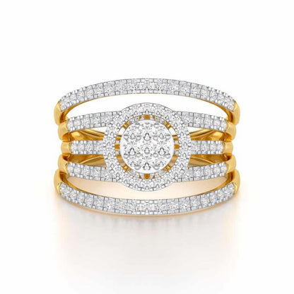 Lustrous Lace Silver Ring - Yellow Gold - Image 4