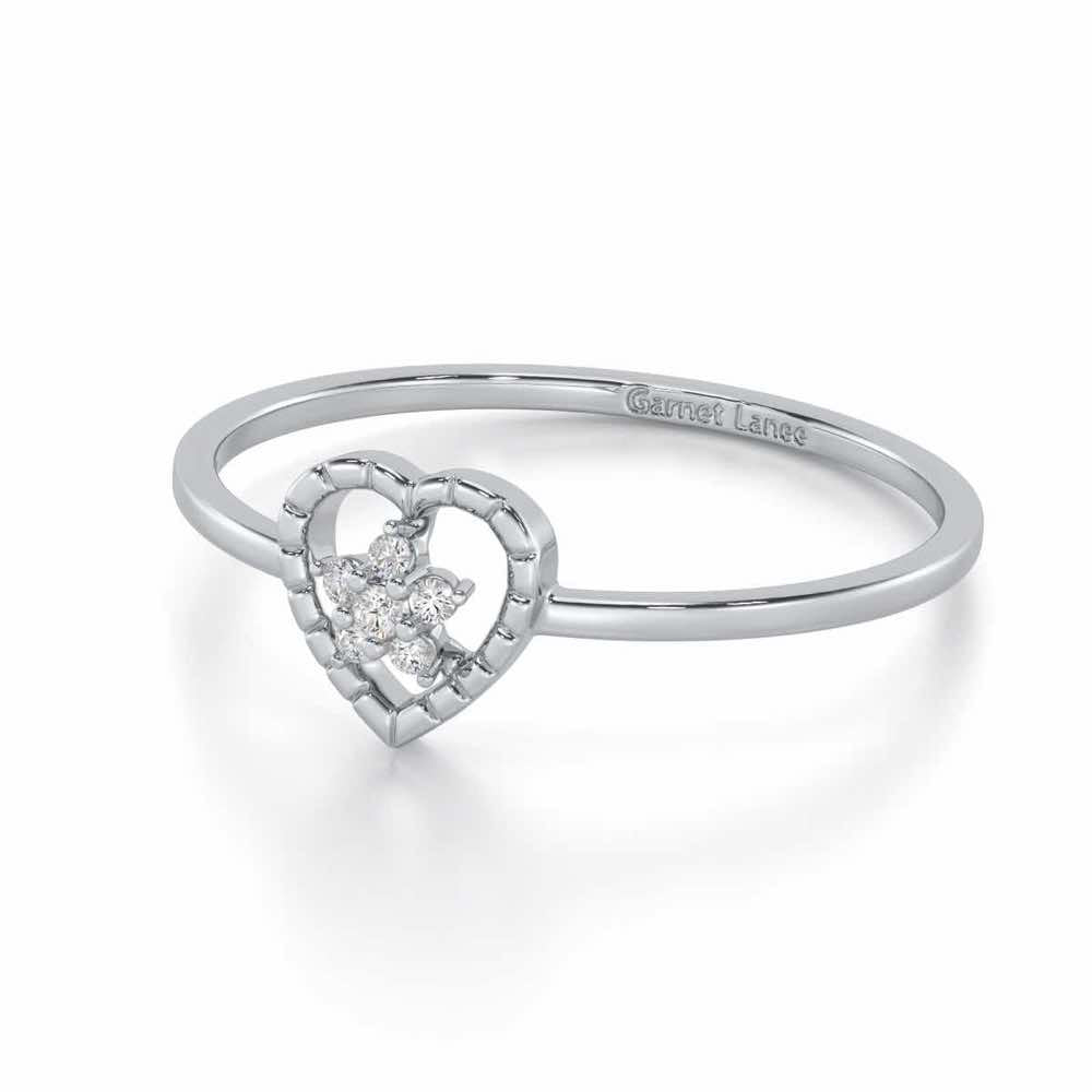 Lustrous Love Silver Ring - White Gold - Image 2