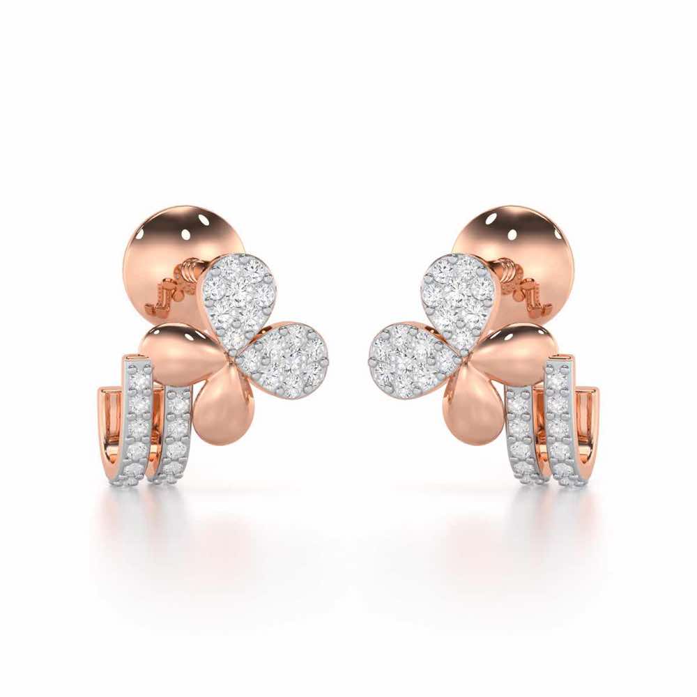 Lustrous Luminary Silver Stud Earrings - Rose Gold - Image 1
