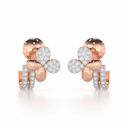 Lustrous Luminary Silver Stud Earrings - Rose Gold - Image 1