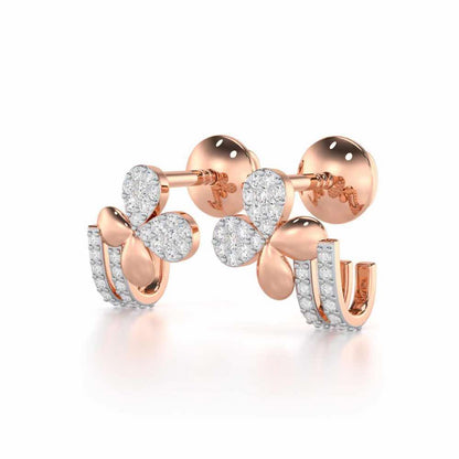 Lustrous Luminary Silver Stud Earrings - Rose Gold - Image 3