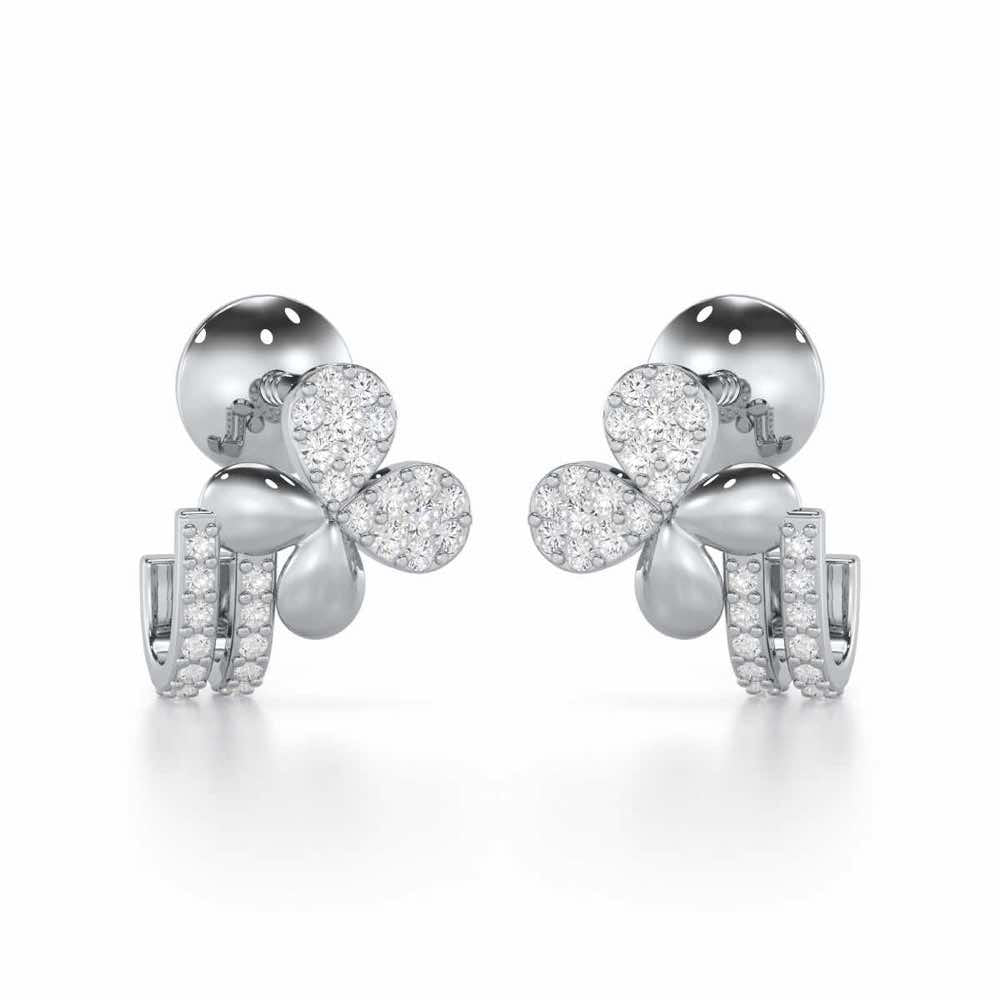 Lustrous Luminary Silver Stud Earrings - White Gold - Image 1
