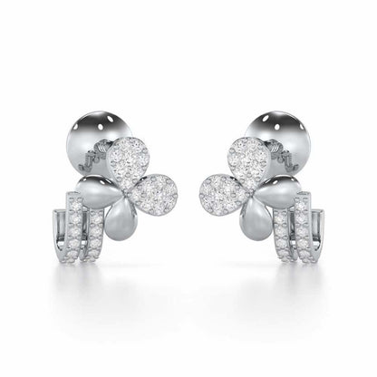 Lustrous Luminary Silver Stud Earrings - White Gold - Image 1