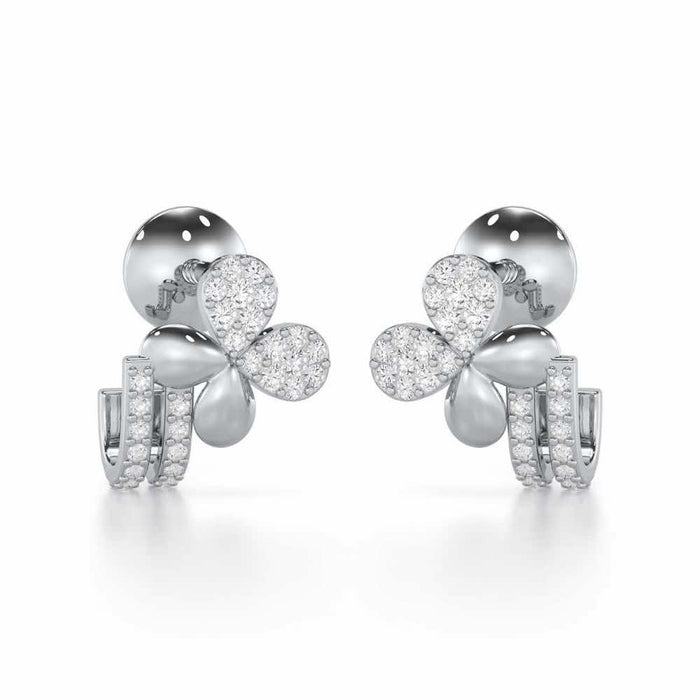 Lustrous Luminary Silver Stud Earrings - White Gold - Image 1