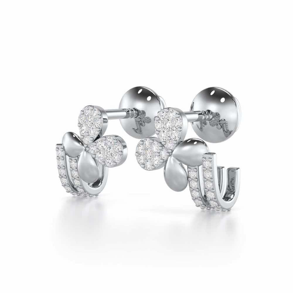 Lustrous Luminary Silver Stud Earrings - White Gold - Image 3