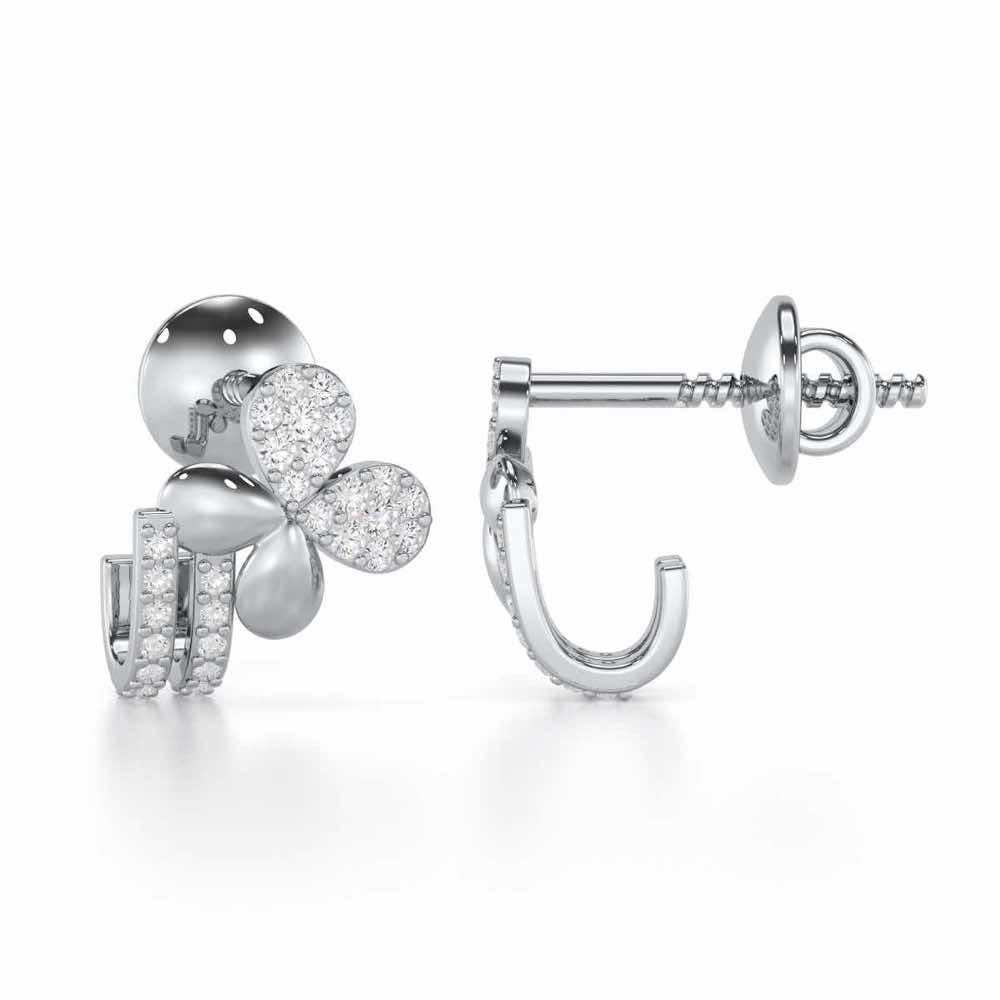Lustrous Luminary Silver Stud Earrings - White Gold - Image 4