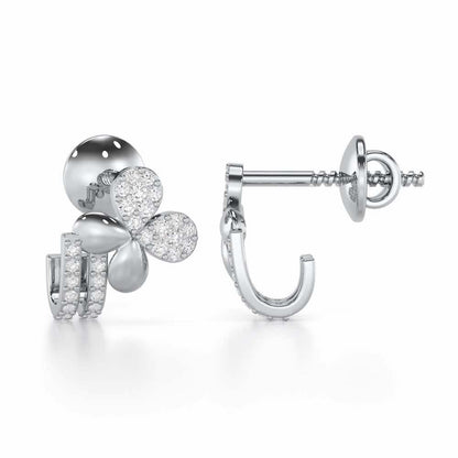 Lustrous Luminary Silver Stud Earrings - White Gold - Image 4
