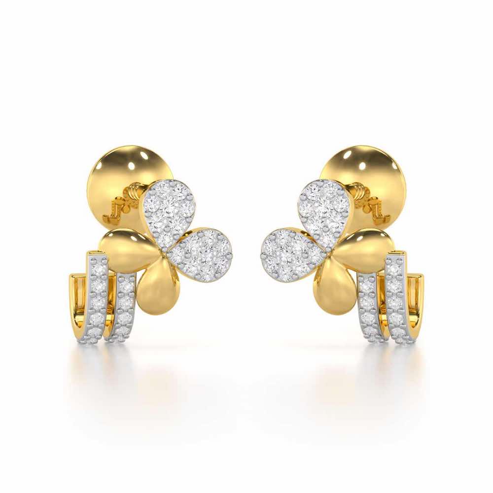 Lustrous Luminary Silver Stud Earrings - Yellow Gold - Image 1