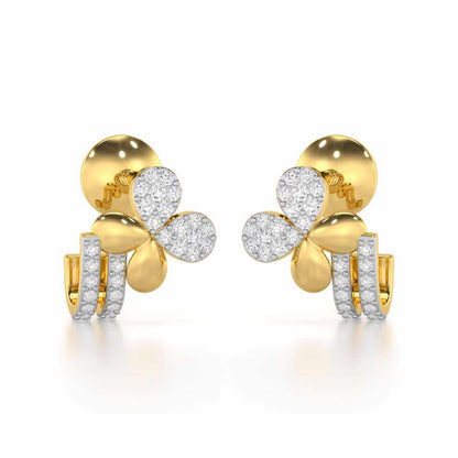 Lustrous Luminary Silver Stud Earrings - Yellow Gold - Image 1