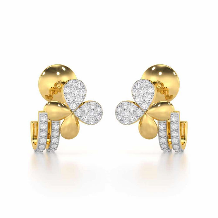 Lustrous Luminary Silver Stud Earrings - Yellow Gold - Image 1