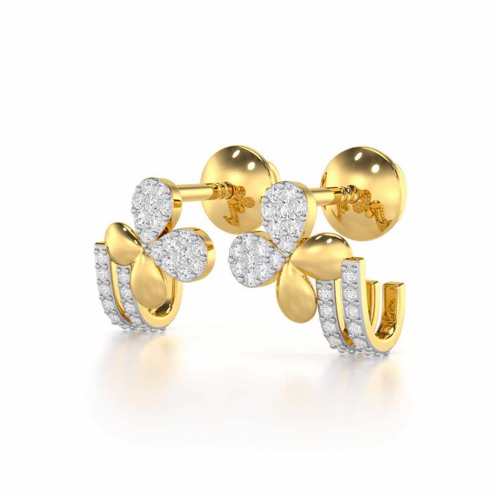 Lustrous Luminary Silver Stud Earrings - Yellow Gold - Image 3