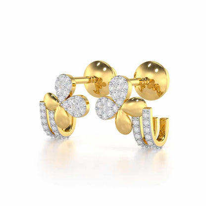 Lustrous Luminary Silver Stud Earrings - Yellow Gold - Image 3