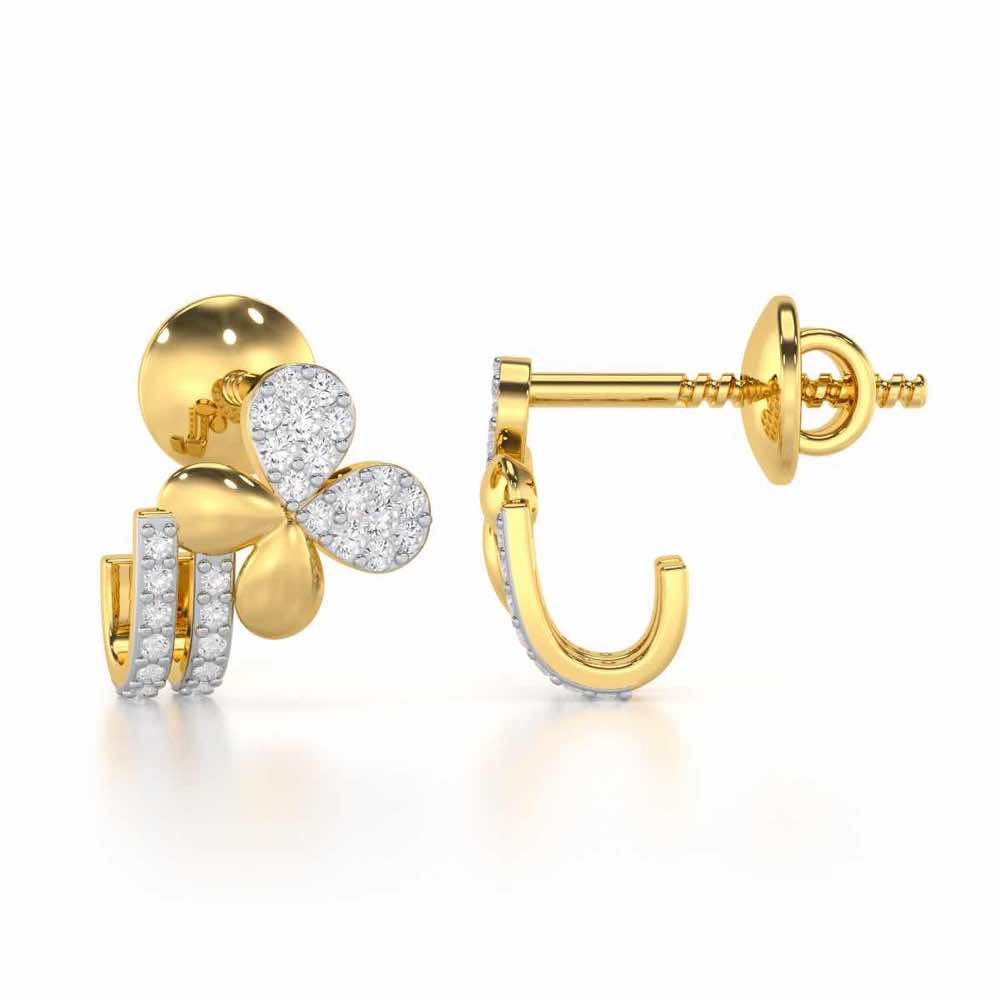 Lustrous Luminary Silver Stud Earrings - Yellow Gold - Image 4