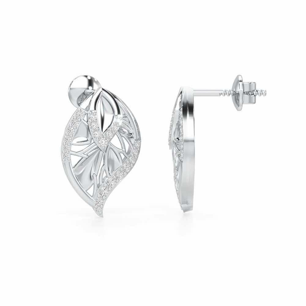 Lustrous Twilight Silver Earrings - White Gold - Image 4