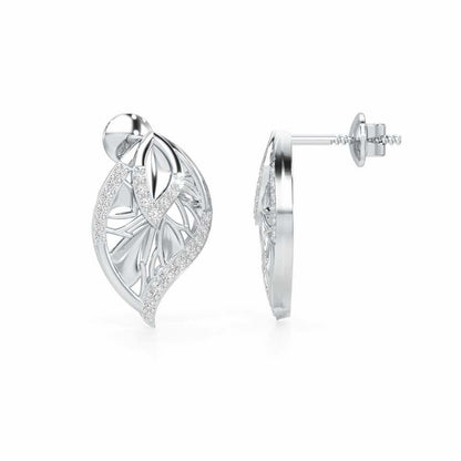 Lustrous Twilight Silver Earrings - White Gold - Image 4