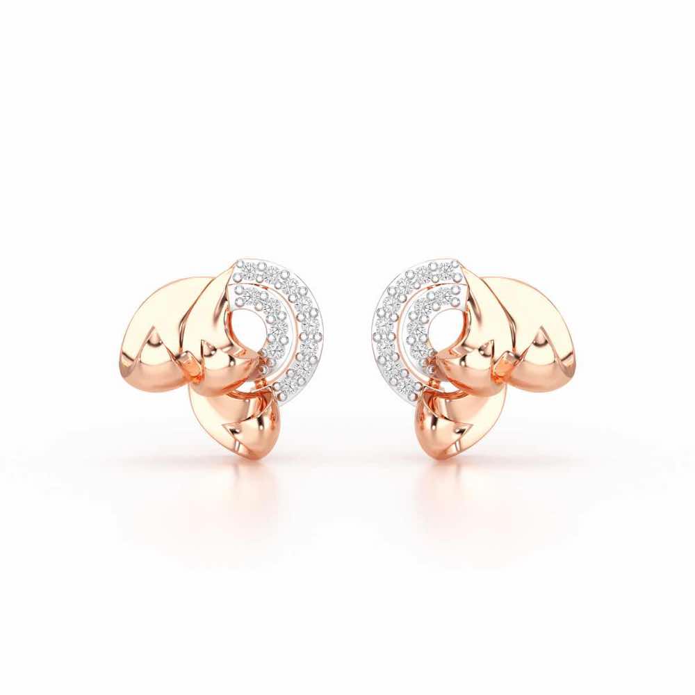 Luxe Charm Silver Stud Earrings - Rose Gold - Image 1