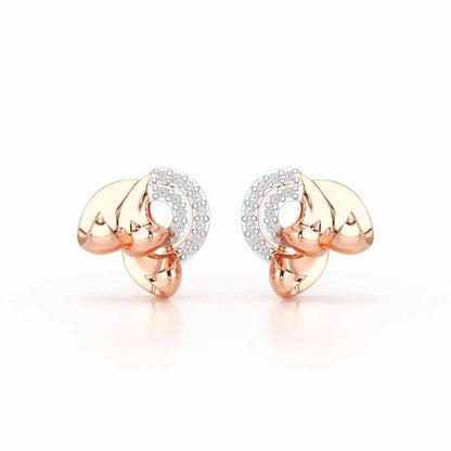 Luxe Charm Silver Stud Earrings - Rose Gold - Image 1