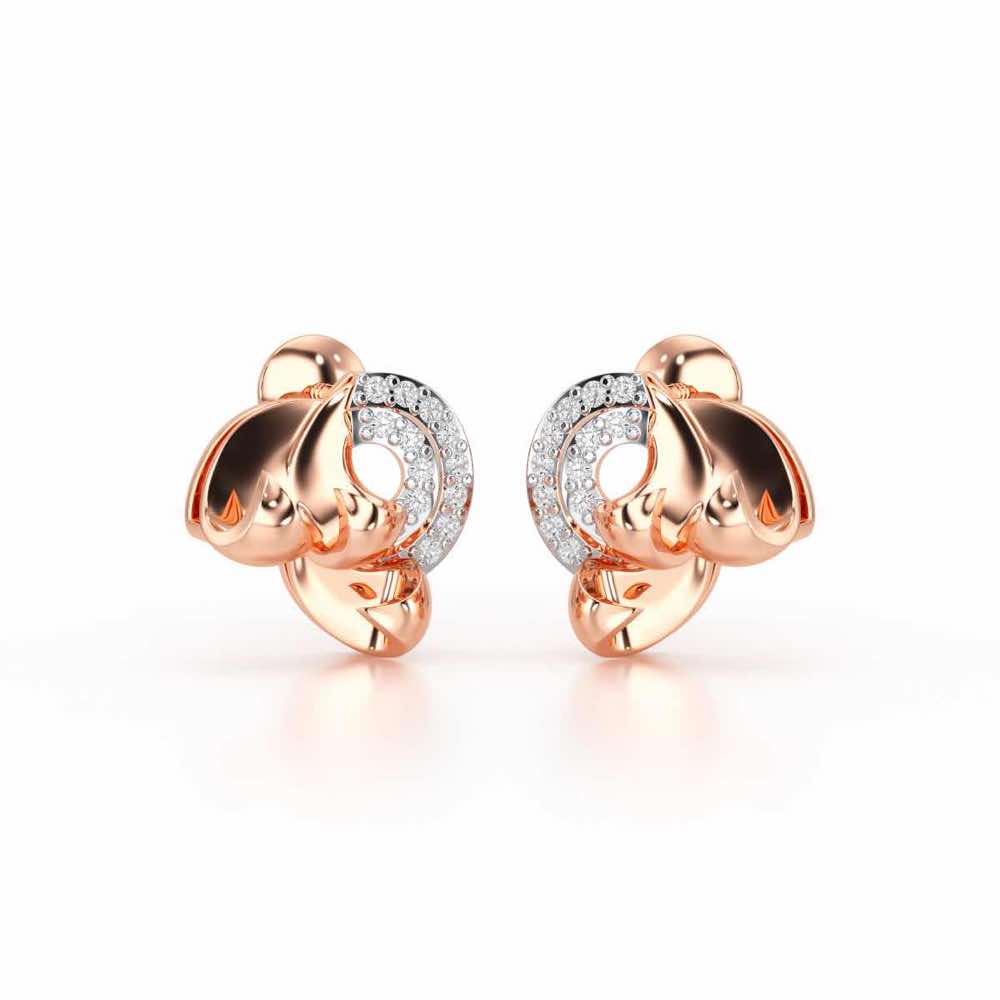 Luxe Charm Silver Stud Earrings - Rose Gold - Image 2