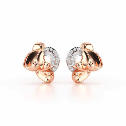 Luxe Charm Silver Stud Earrings - Rose Gold - Image 2