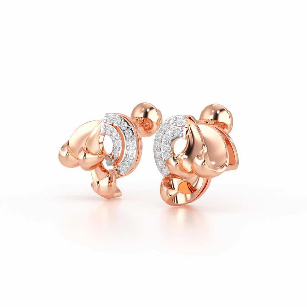 Luxe Charm Silver Stud Earrings - Rose Gold - Image 3