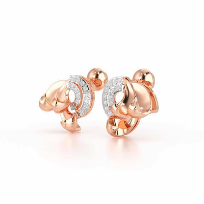 Luxe Charm Silver Stud Earrings - Rose Gold - Image 3