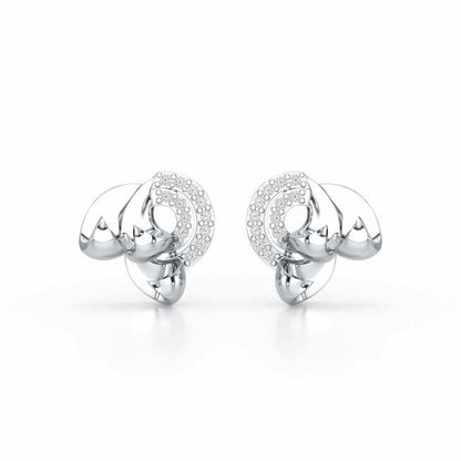 Luxe Charm Silver Stud Earrings - White Gold - Image 1
