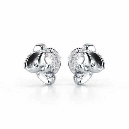 Luxe Charm Silver Stud Earrings - White Gold - Image 2