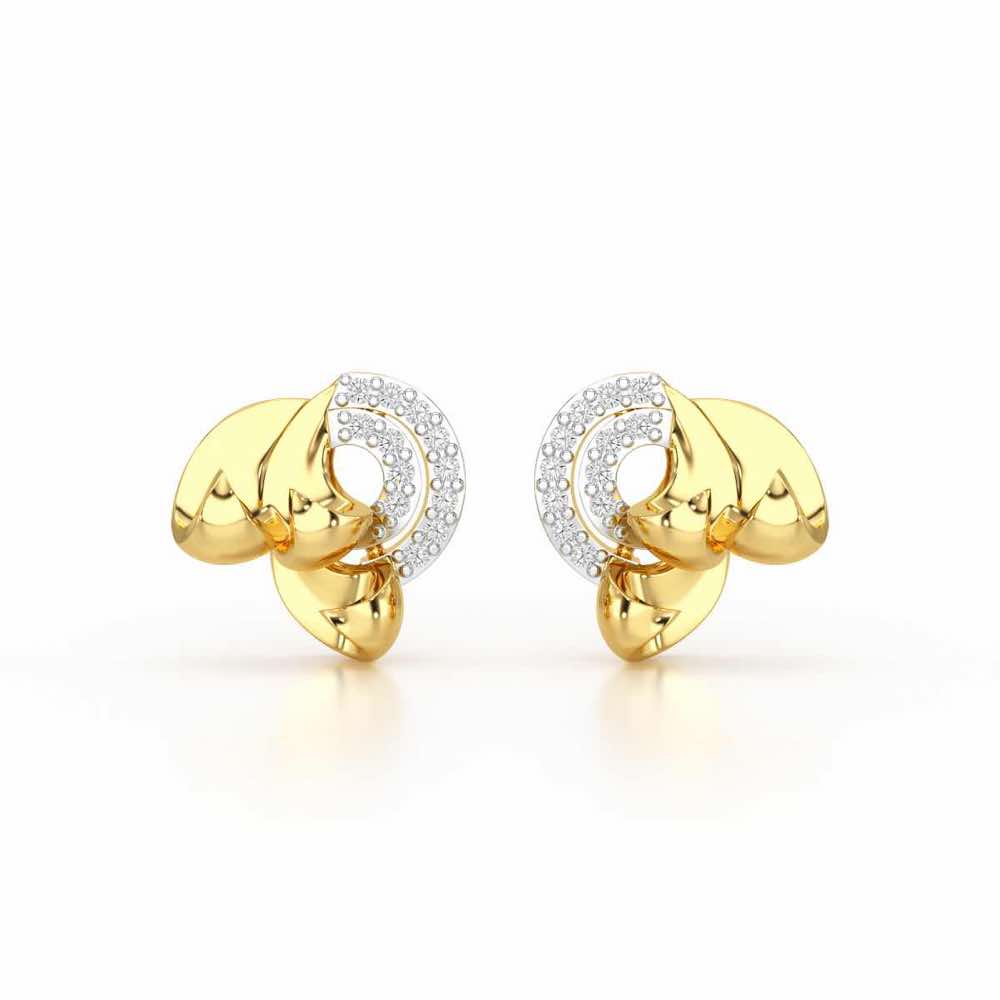 Luxe Charm Silver Stud Earrings - Yellow Gold - Image 1
