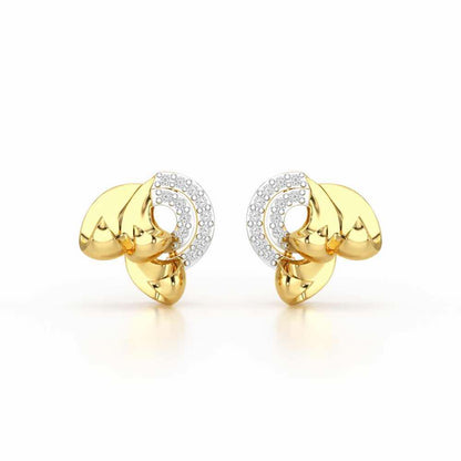 Luxe Charm Silver Stud Earrings - Yellow Gold - Image 1