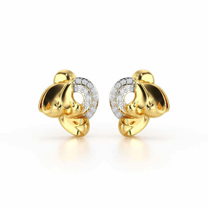 Luxe Charm Silver Stud Earrings - Yellow Gold - Image 2