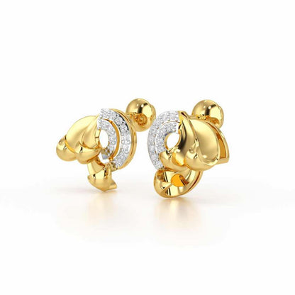 Luxe Charm Silver Stud Earrings - Yellow Gold - Image 3