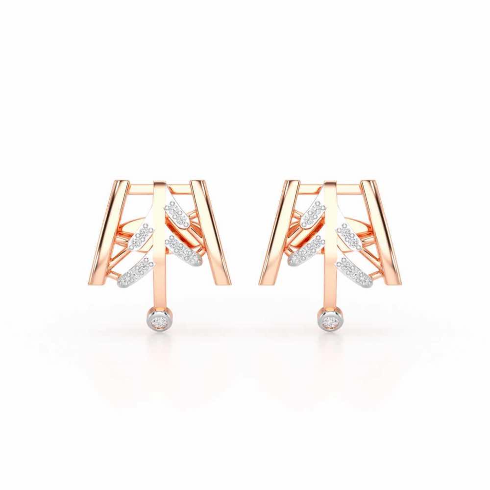 Luxe Grace Silver Stud Earrings - Rose Gold - Image 1