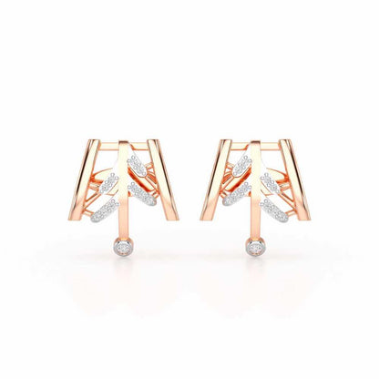 Luxe Grace Silver Stud Earrings - Rose Gold - Image 1
