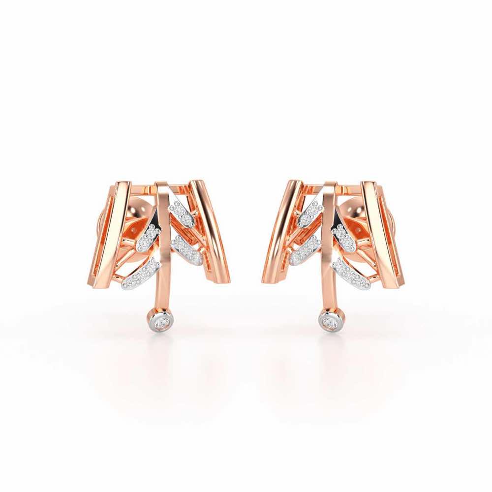 Luxe Grace Silver Stud Earrings - Rose Gold - Image 2