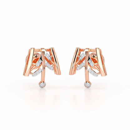 Luxe Grace Silver Stud Earrings - Rose Gold - Image 2