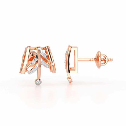 Luxe Grace Silver Stud Earrings - Rose Gold - Image 4