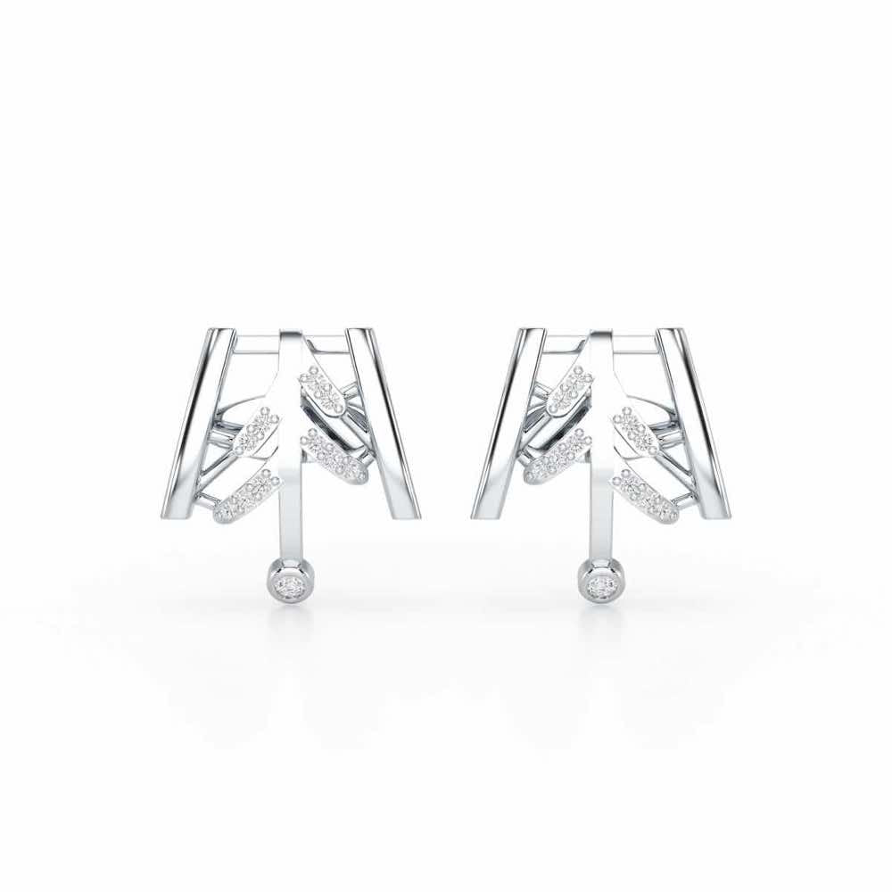 Luxe Grace Silver Stud Earrings - White Gold - Image 1