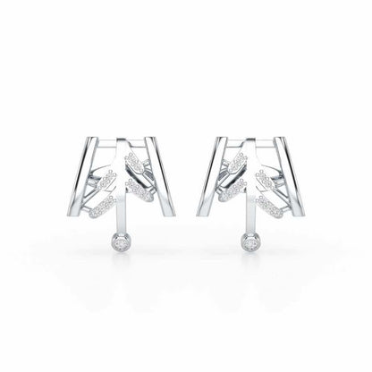 Luxe Grace Silver Stud Earrings - White Gold - Image 1